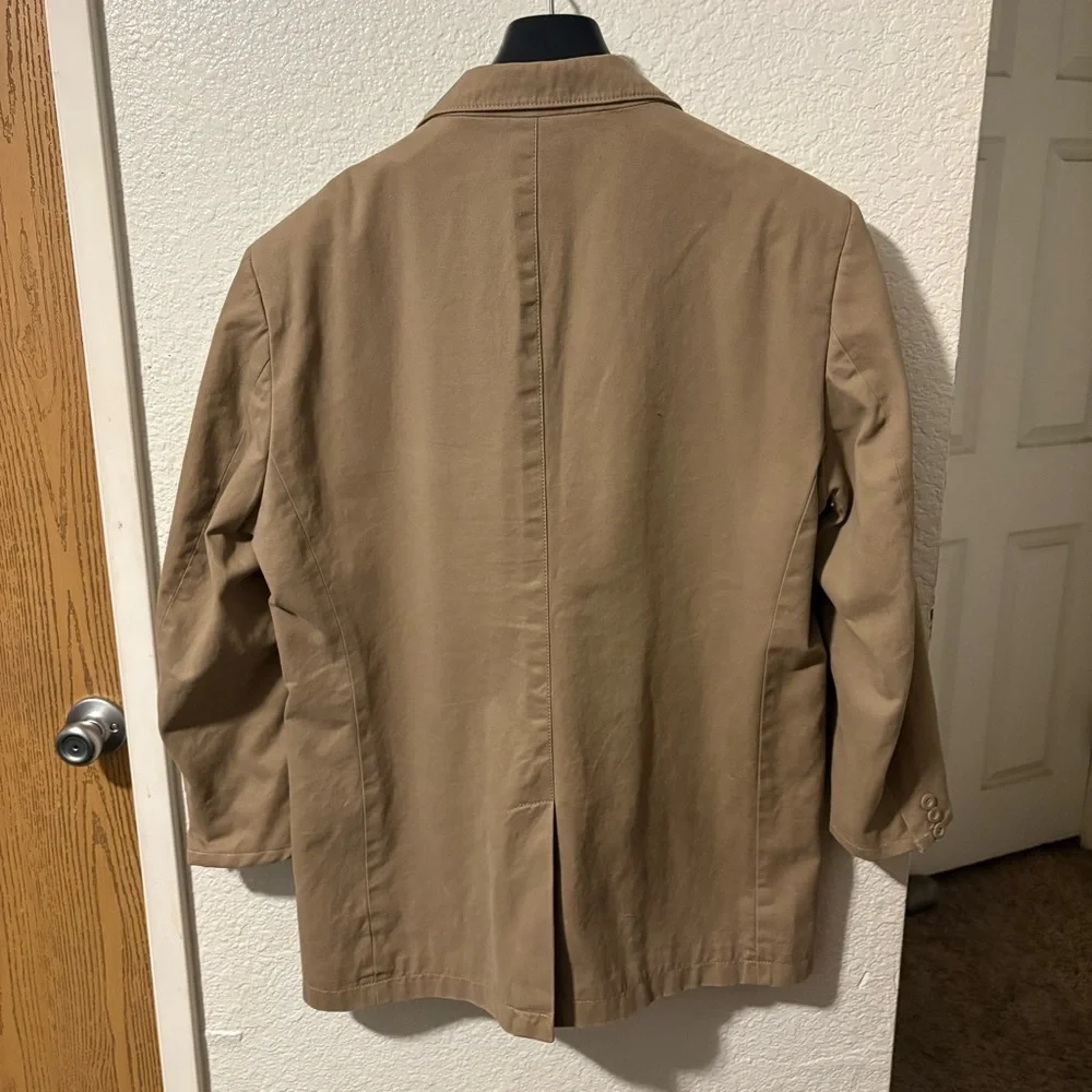 Vintage 1970s Structure Men's Tan Cotton Blazer Jacket 44R relaxed Large